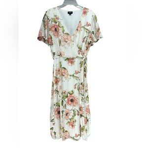 Floral Faux Wrap Maxi Dress Flowy Romantic